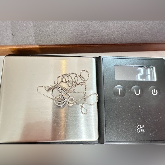 PENDANT NECKLACE FLOATING OPEN HEART LOVE DIAMOND ACCENT 15’ 925 SILVER 3396 B - Picture 7 of 11